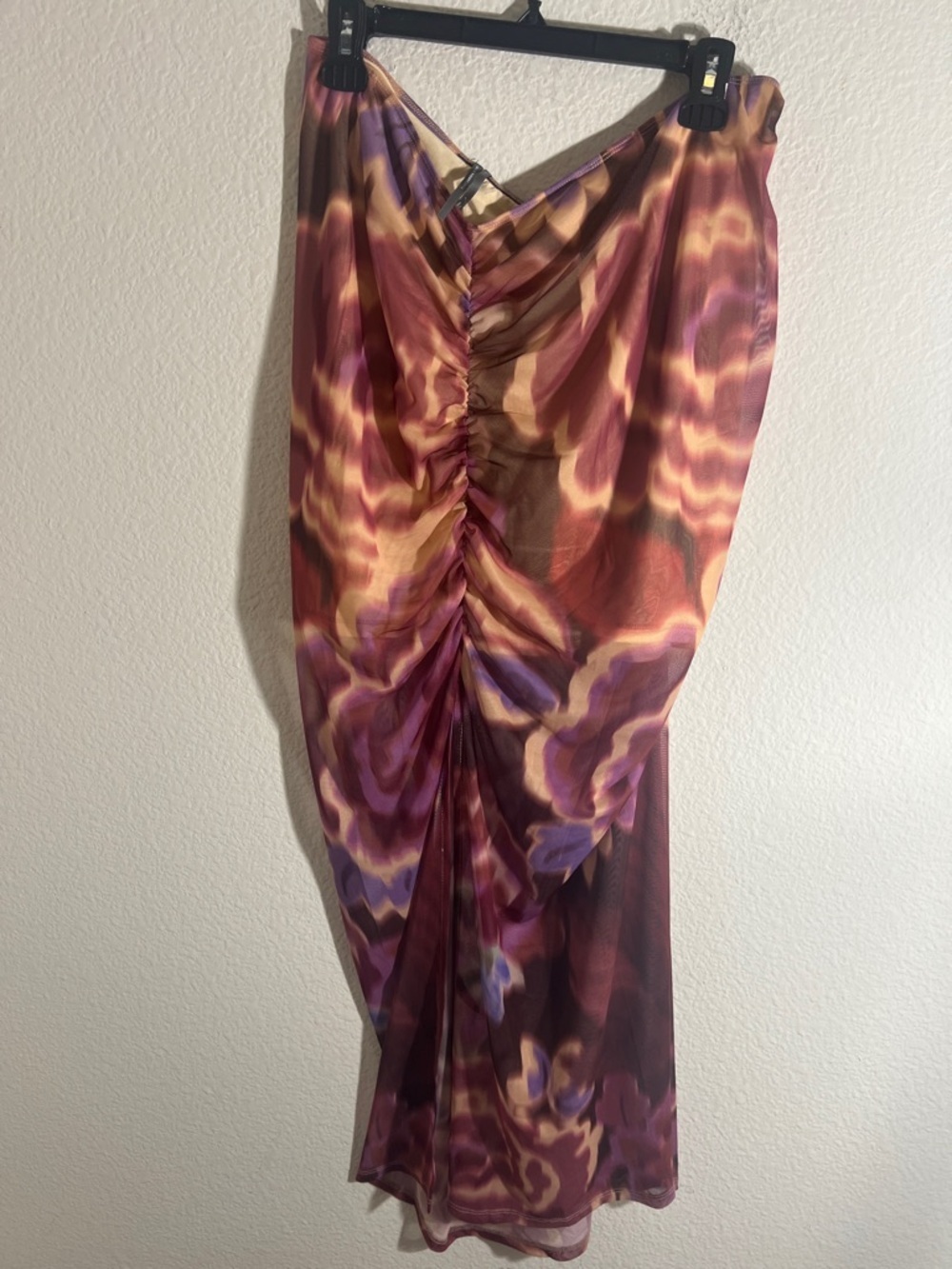 Anthropologie Ruched Side-Slit Maxi Skirt Sz XL bodycon chic party vacay - Picture 3 of 9